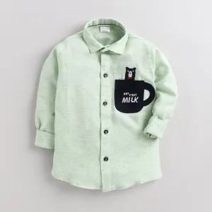 Polka Tots Full Sleeve Cup Patch Shirt - Green