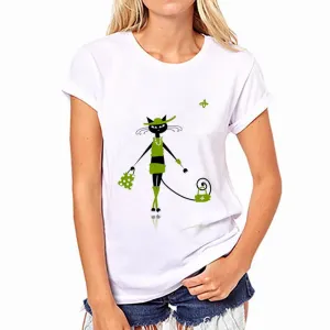 Print Cat Scoop Short Sleeves Regular T-shirt