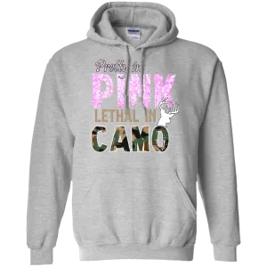 "Pretty In Pink. Lethal In Camo" Gildan Pullover Hoodie 8 oz.
