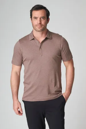 Raffi The Sherwood Essential Three Button Polo RW22206 | Bark | Pure Aqua Cotton Collection