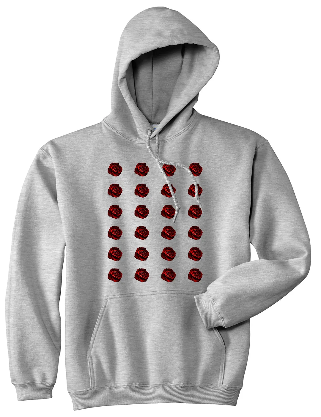 Red Rose Pattern Pullover Hoodie