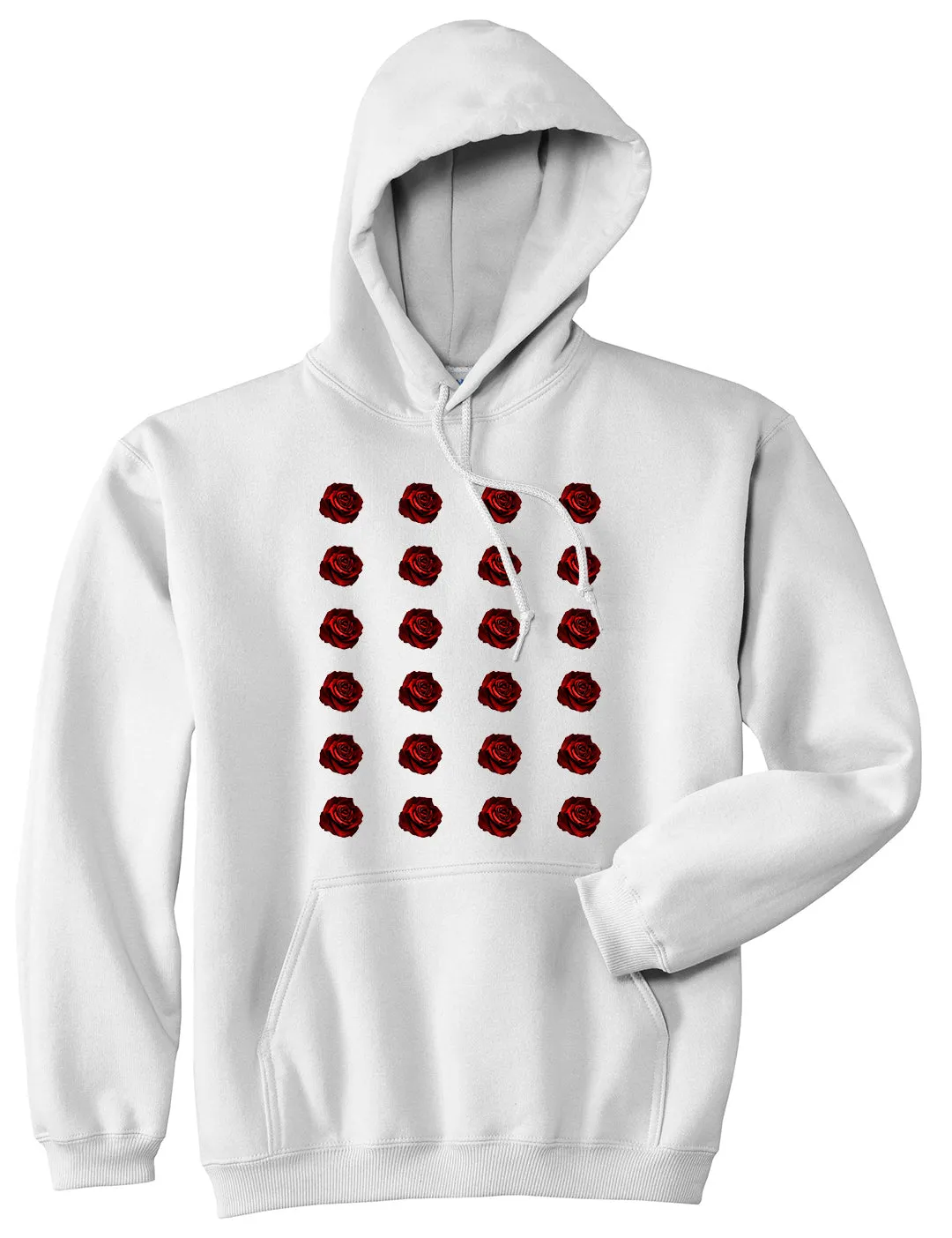 Red Rose Pattern Pullover Hoodie