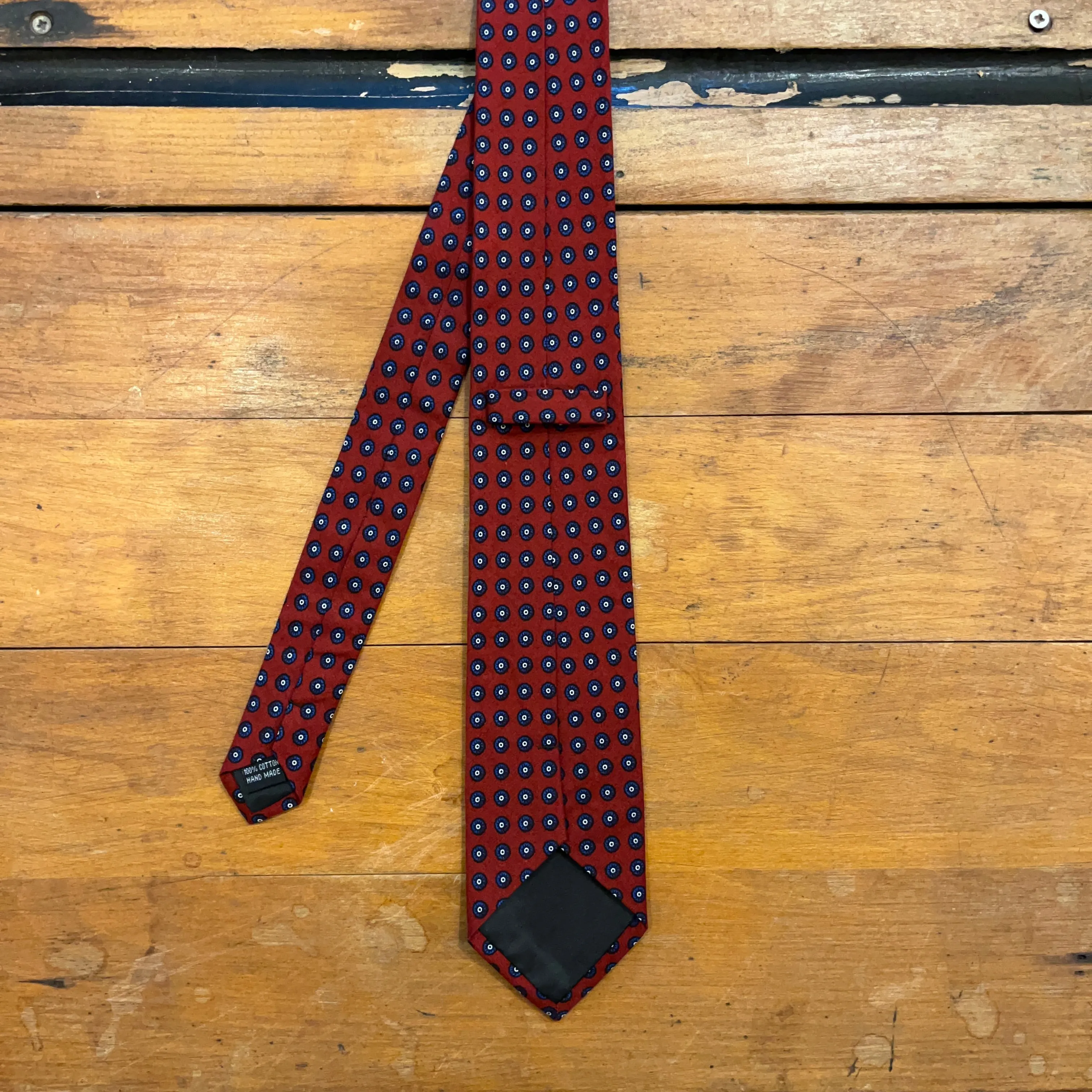 Regent - Cotton Tie - Burgundy with Blue Mandala
