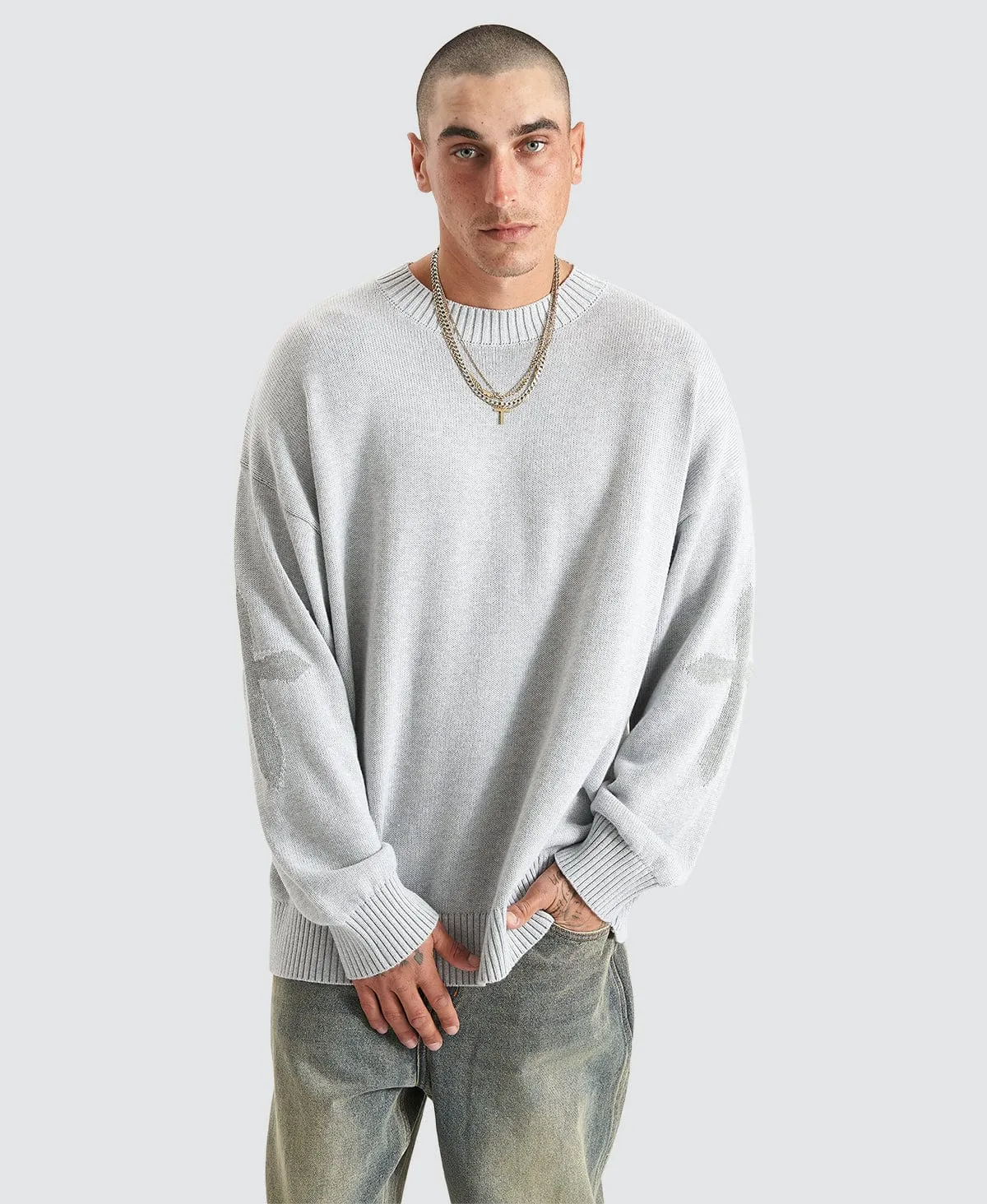Renowned Relaxed Chunky Knit Light Grey