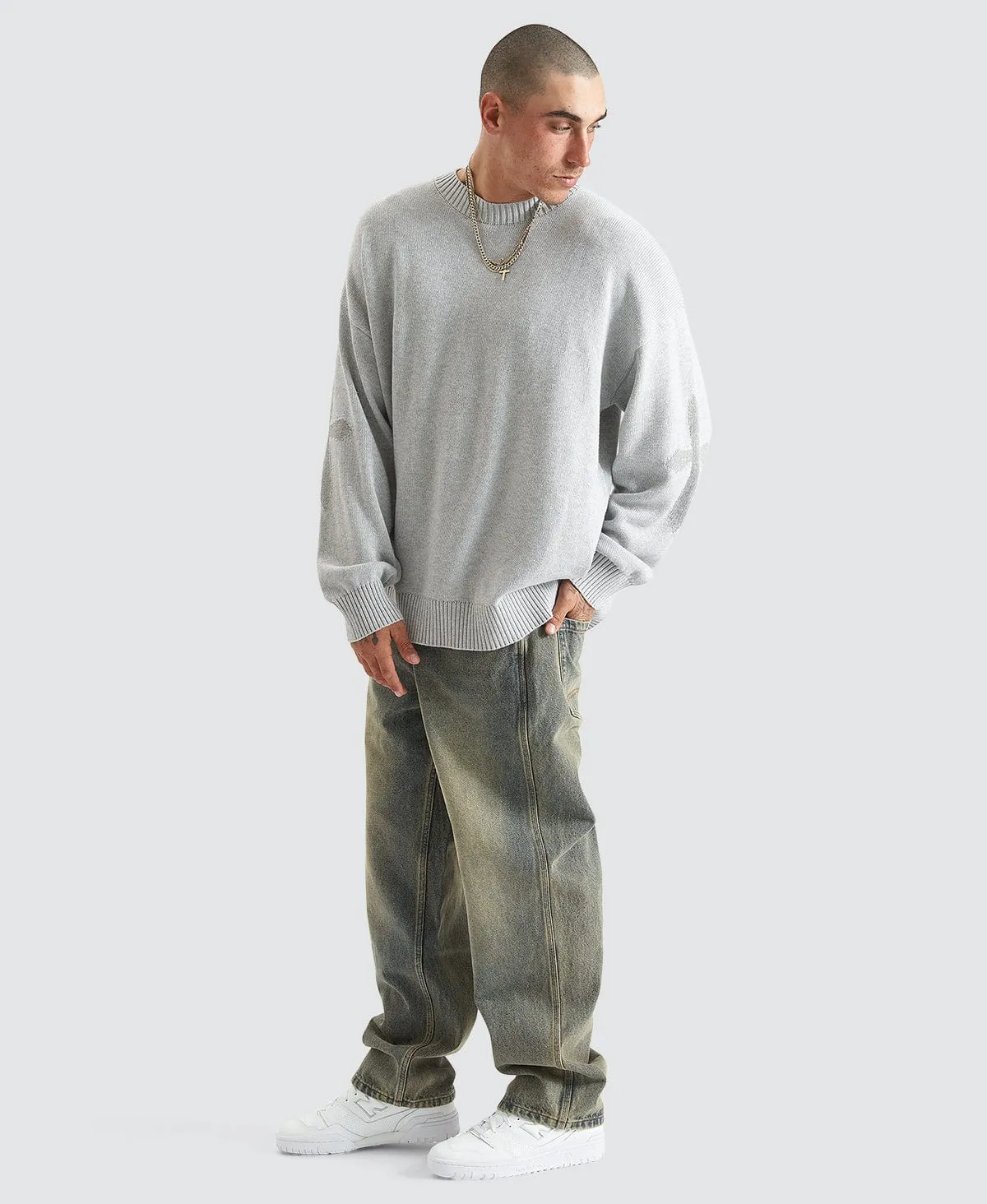 Renowned Relaxed Chunky Knit Light Grey