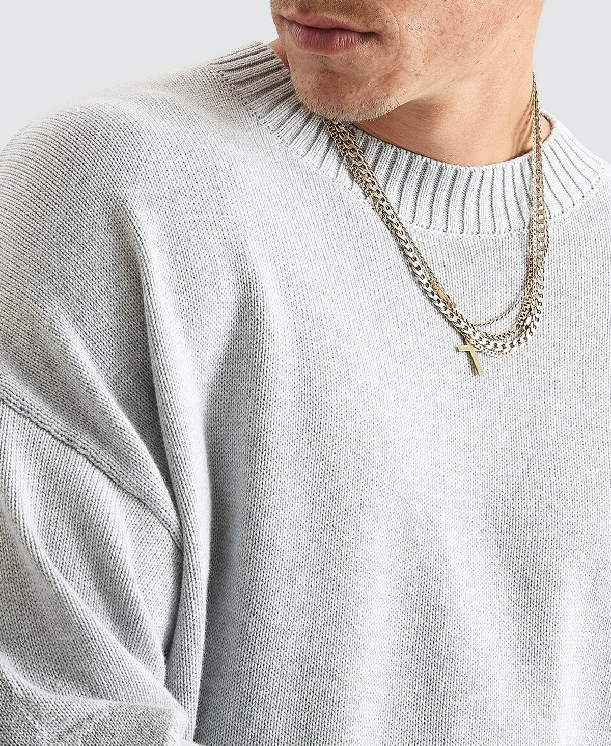 Renowned Relaxed Chunky Knit Light Grey