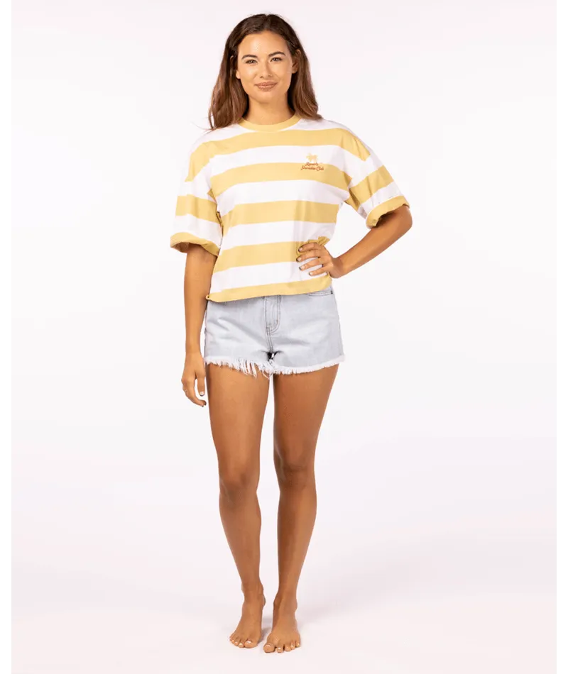 Rip Curl Paradise Club Heritage Crop Tee-Straw
