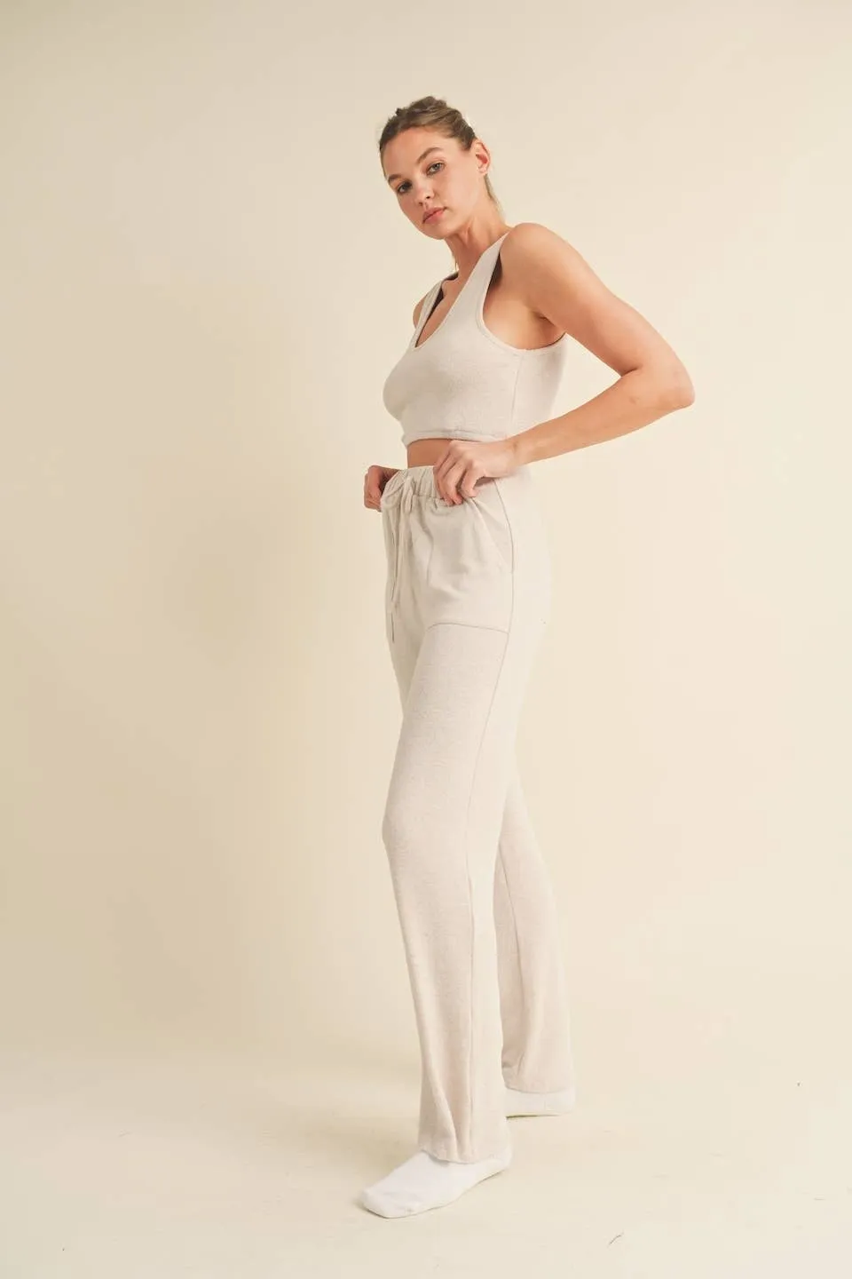 Soft Brushed Hacci Lounge Tank and Pants Set