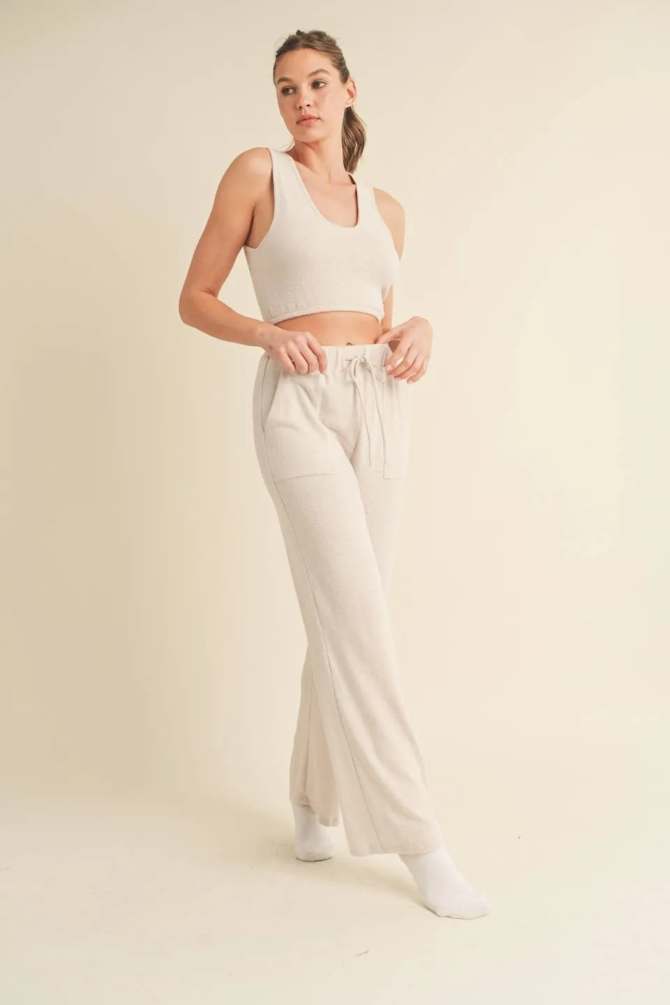 Soft Brushed Hacci Lounge Tank and Pants Set