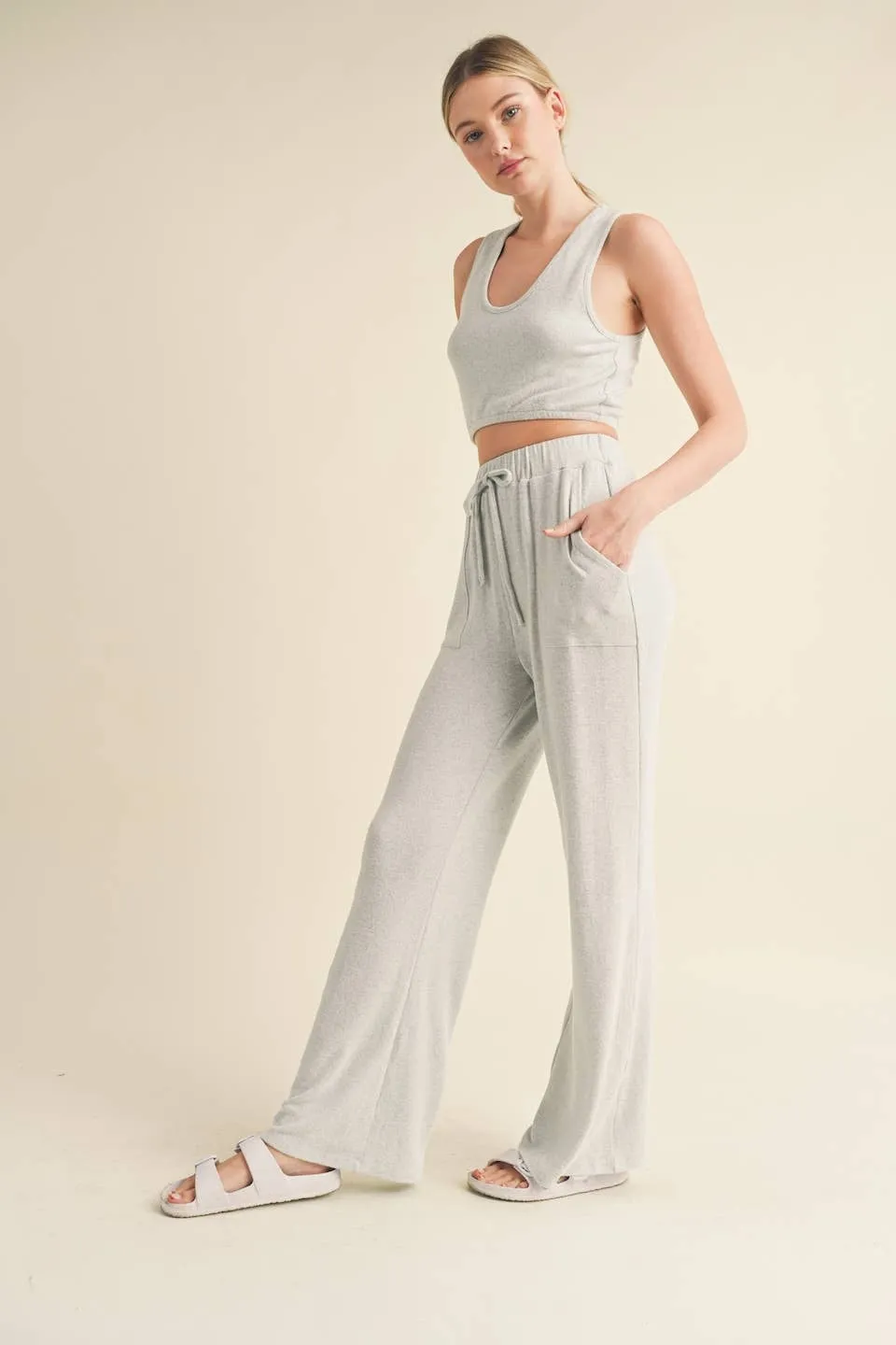 Soft Brushed Hacci Lounge Tank and Pants Set