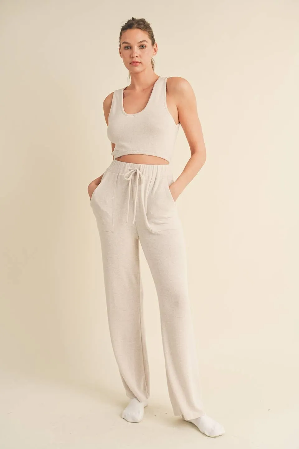 Soft Brushed Hacci Lounge Tank and Pants Set