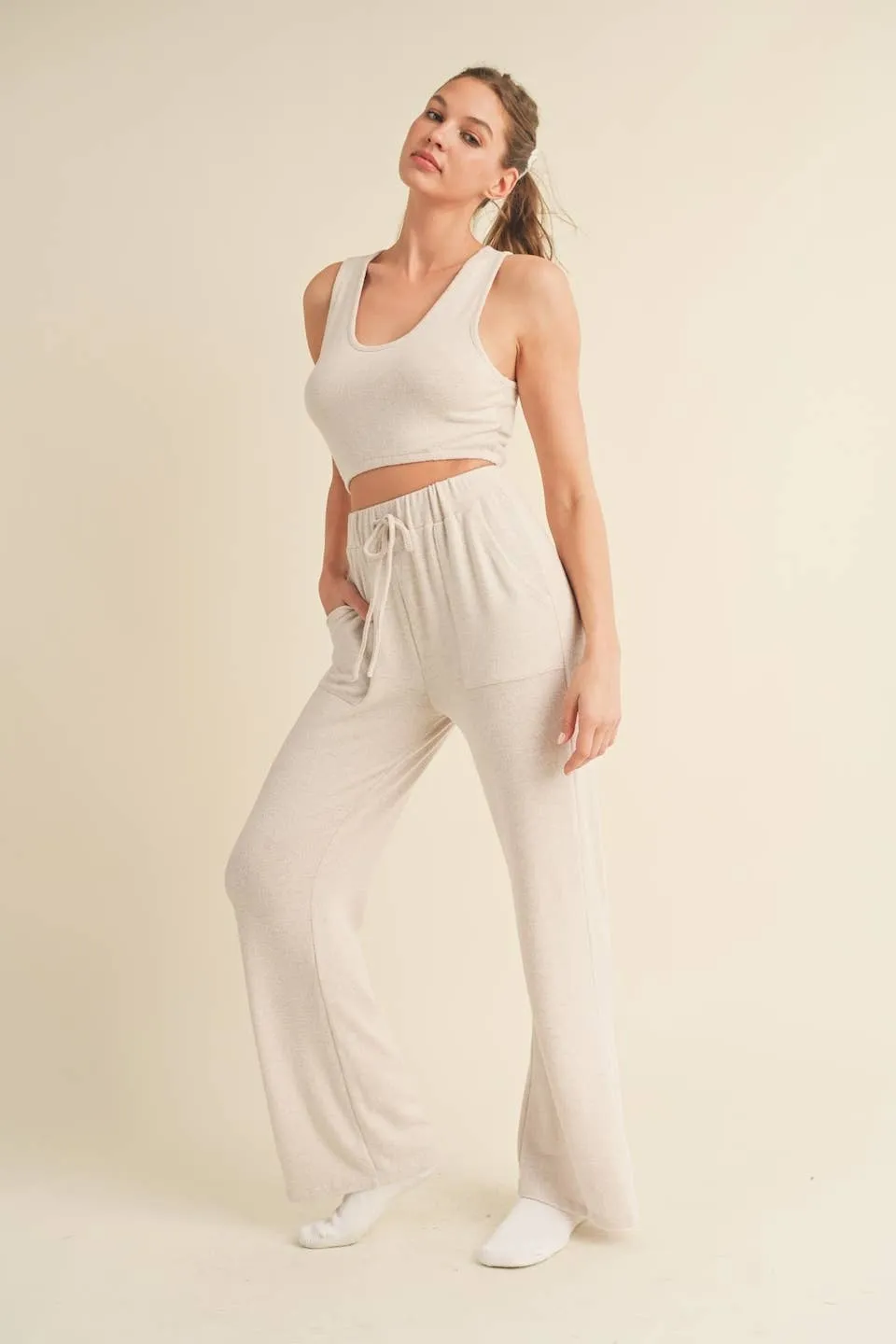 Soft Brushed Hacci Lounge Tank and Pants Set