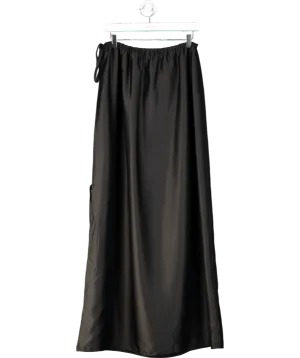 Solaqua Black Lucia Tie Up Silk Maxi Skirt UK 10