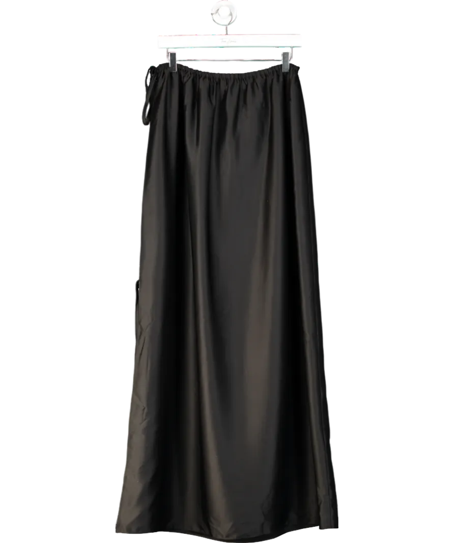 Solaqua Black Lucia Tie Up Silk Maxi Skirt UK 10