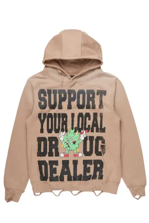 Tarl Khaki Distressed Graphic Hoodie