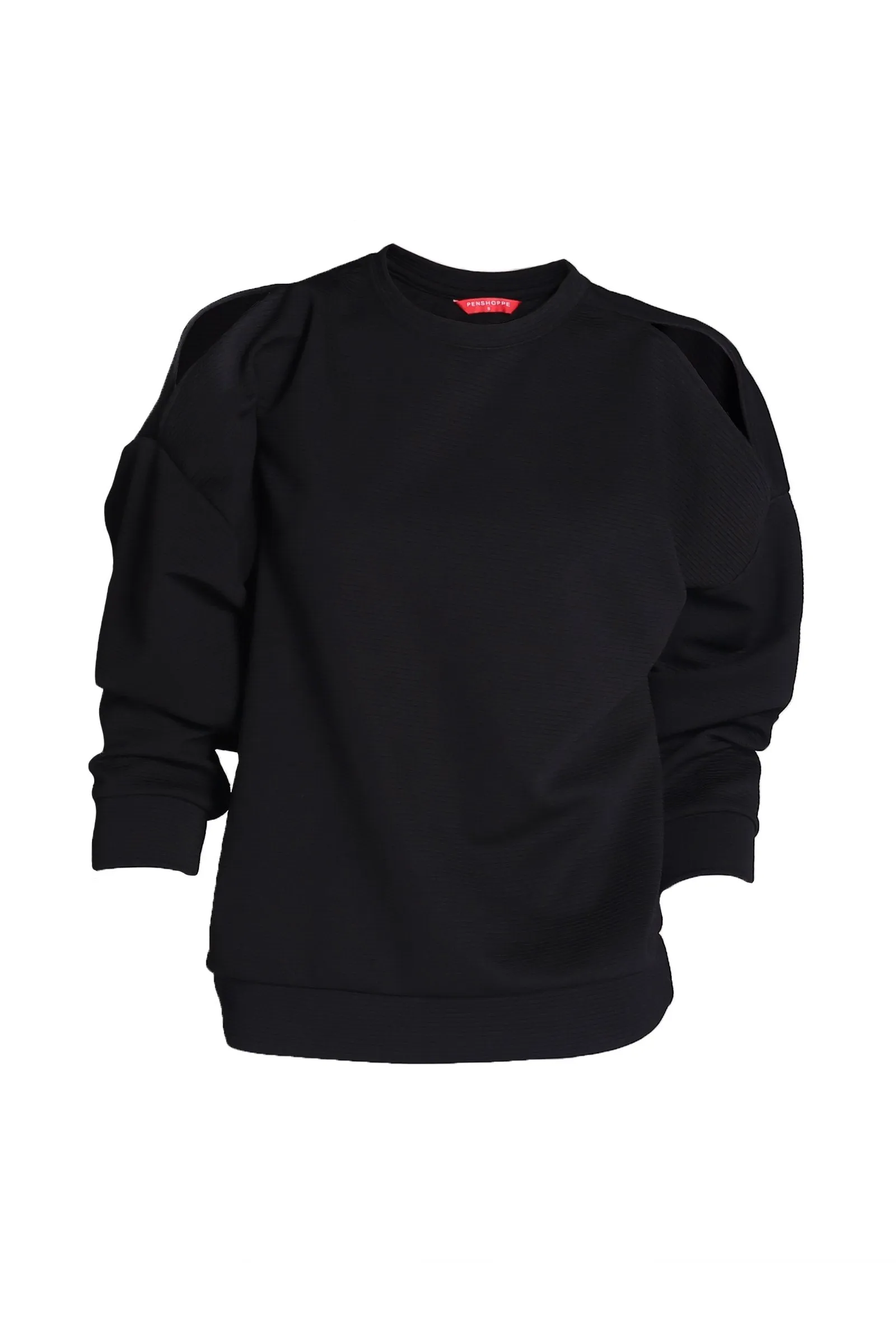 Textured Knit Pullover with Cut-out detail on shoulders