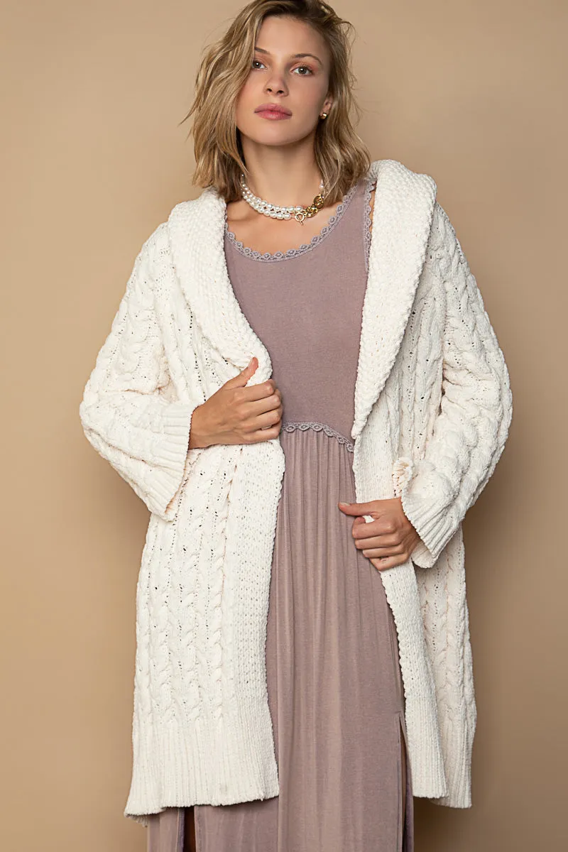 The Aspen Cable Knit Chenille Midi Cardigan