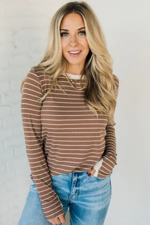 Thumbhole Ribbed   Striped Tee