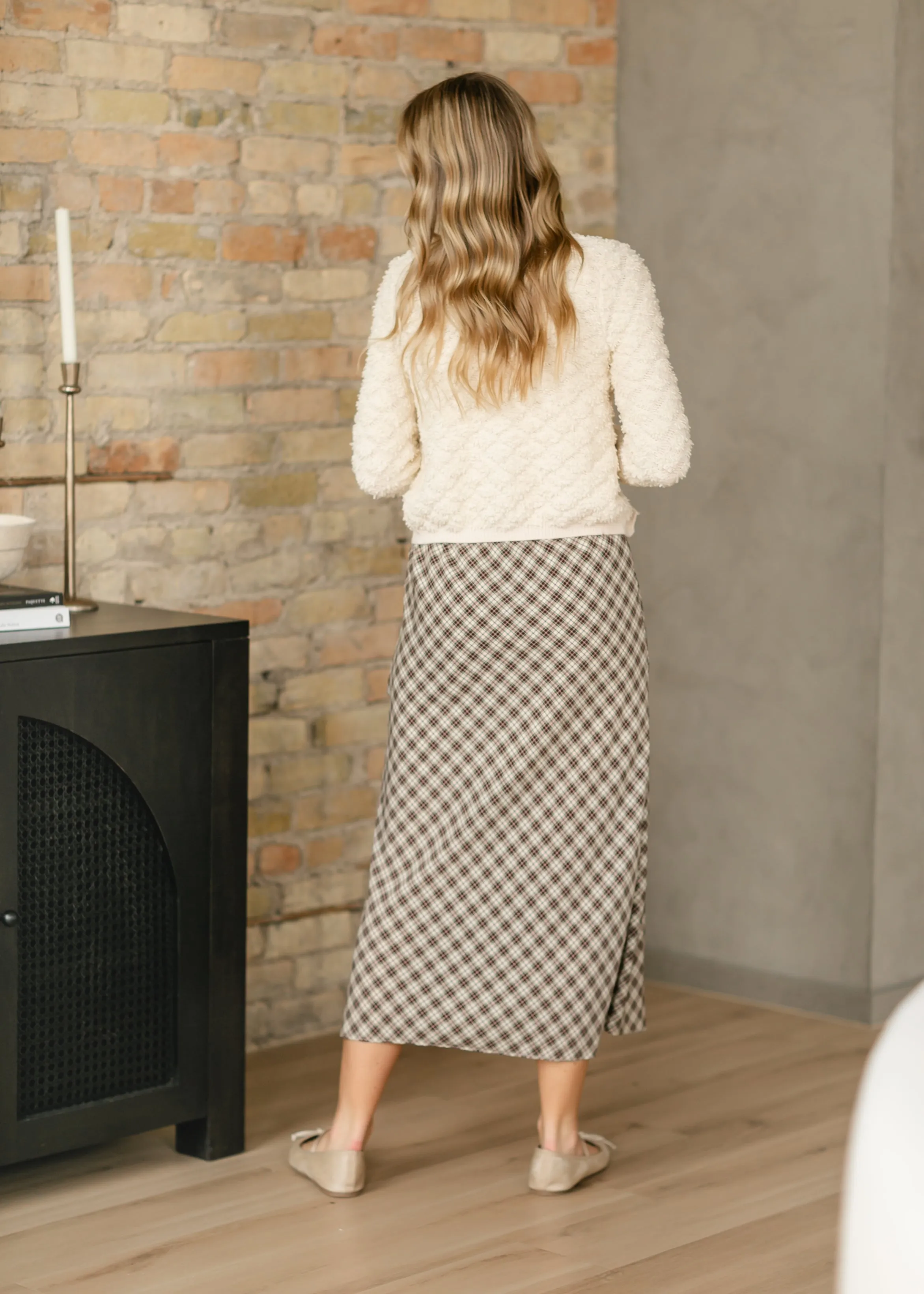 Topanga Brown Plaid Slip Skirt