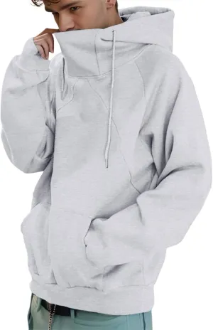 TUQIDEWU Mens Hoodies Pullover, Mens Sweatshirts Hoodies, Mens Crewneck Sweatshirts 3 Pack, Sweatshirts for Men Hoodies Trendy Turtleneck Hoodies Winter Long Sleeve Oversized Pullover Gray