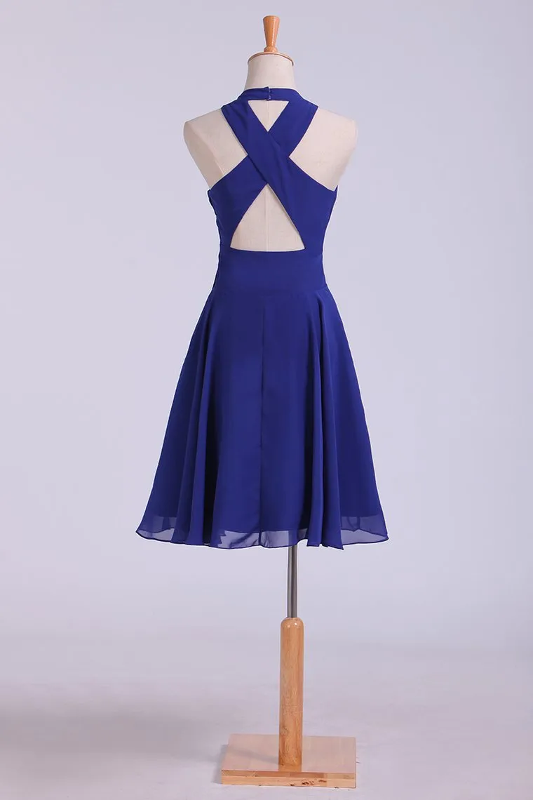 V-Neck Homecoming Dresses A Line Short Chiffon