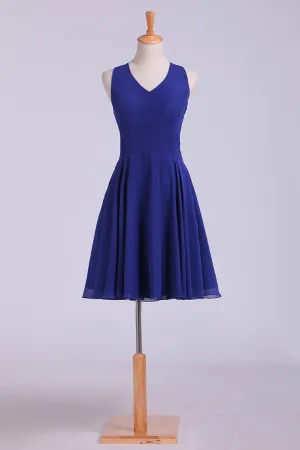 V-Neck Homecoming Dresses A Line Short Chiffon