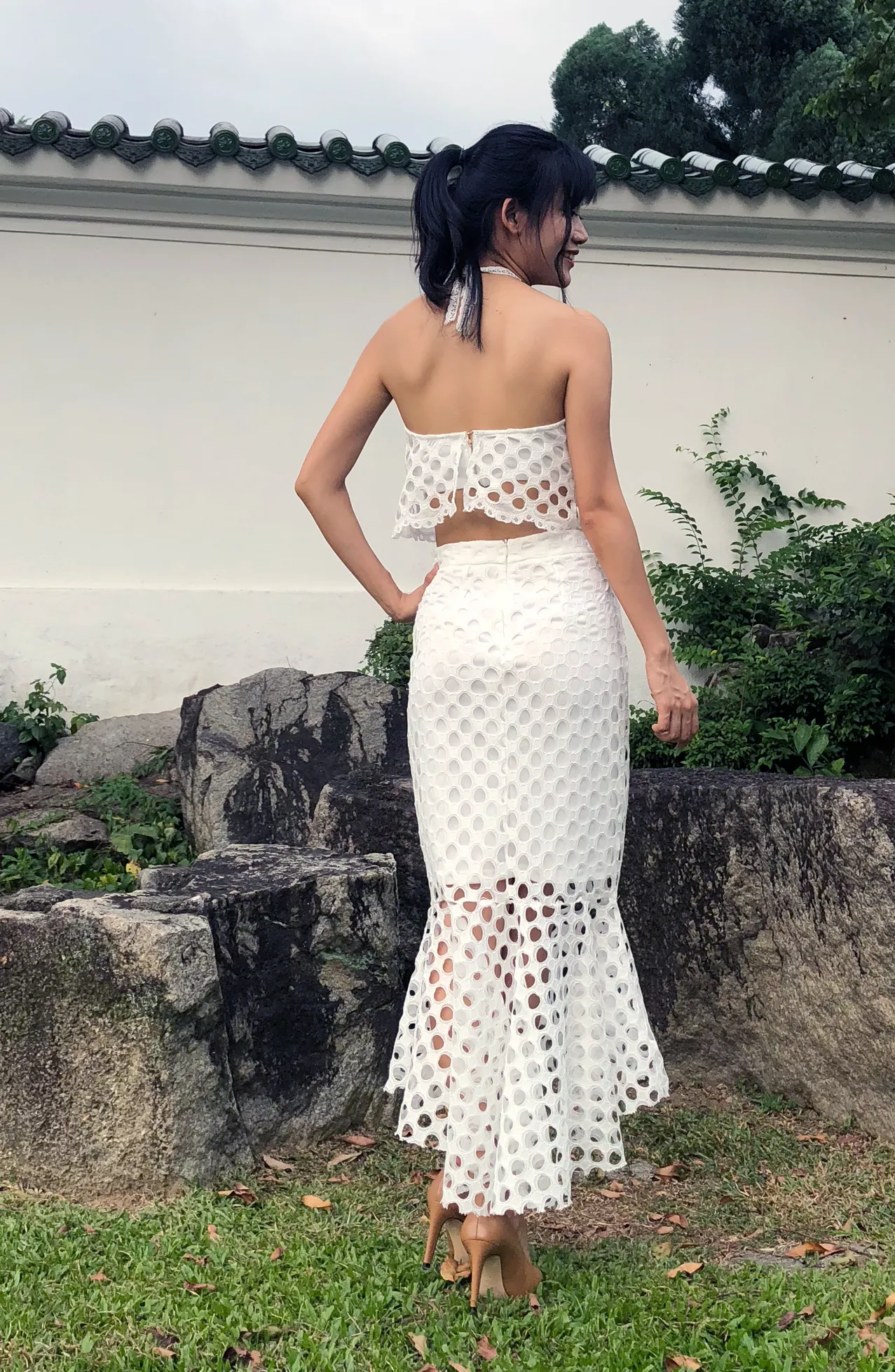 White Rey Eyelet Lace Summer Mermaid Skirt