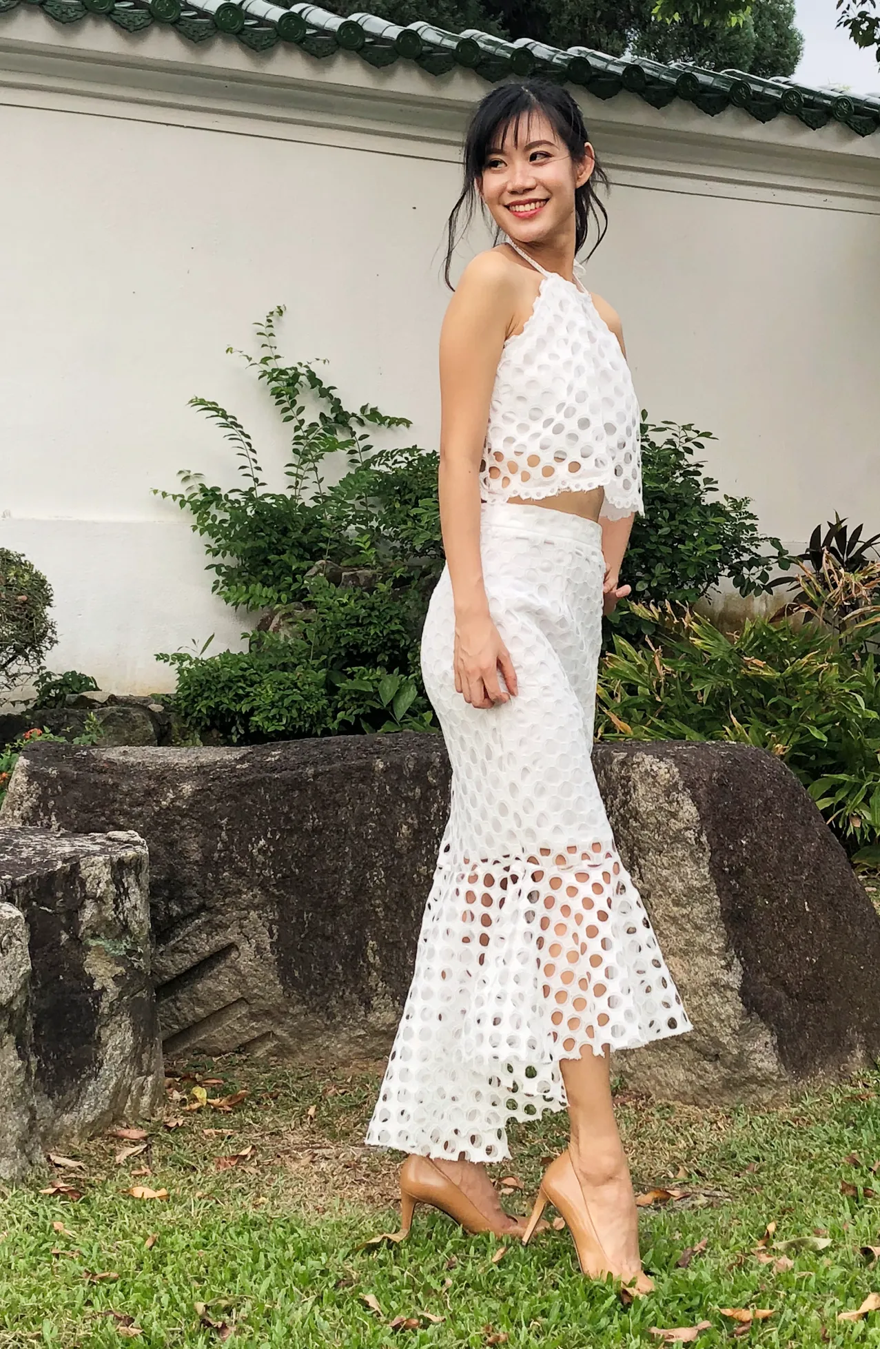 White Rey Eyelet Lace Summer Mermaid Skirt