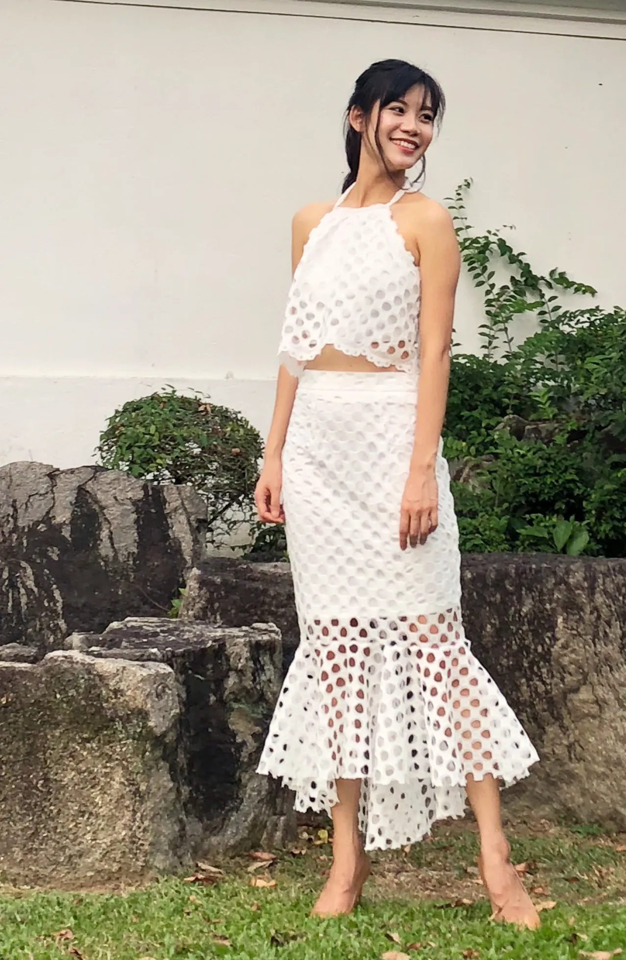 White Rey Eyelet Lace Summer Mermaid Skirt
