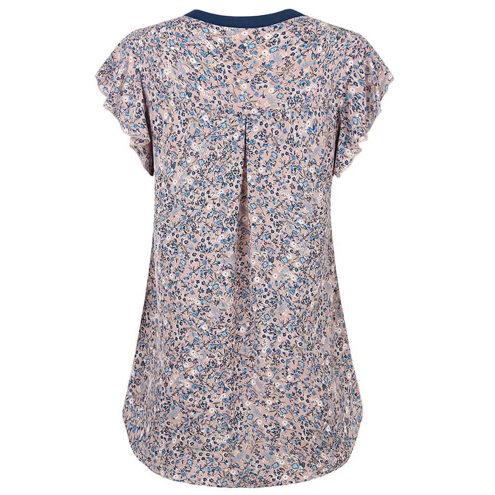 Women V Neck Short Sleeve Chiffon Shirts