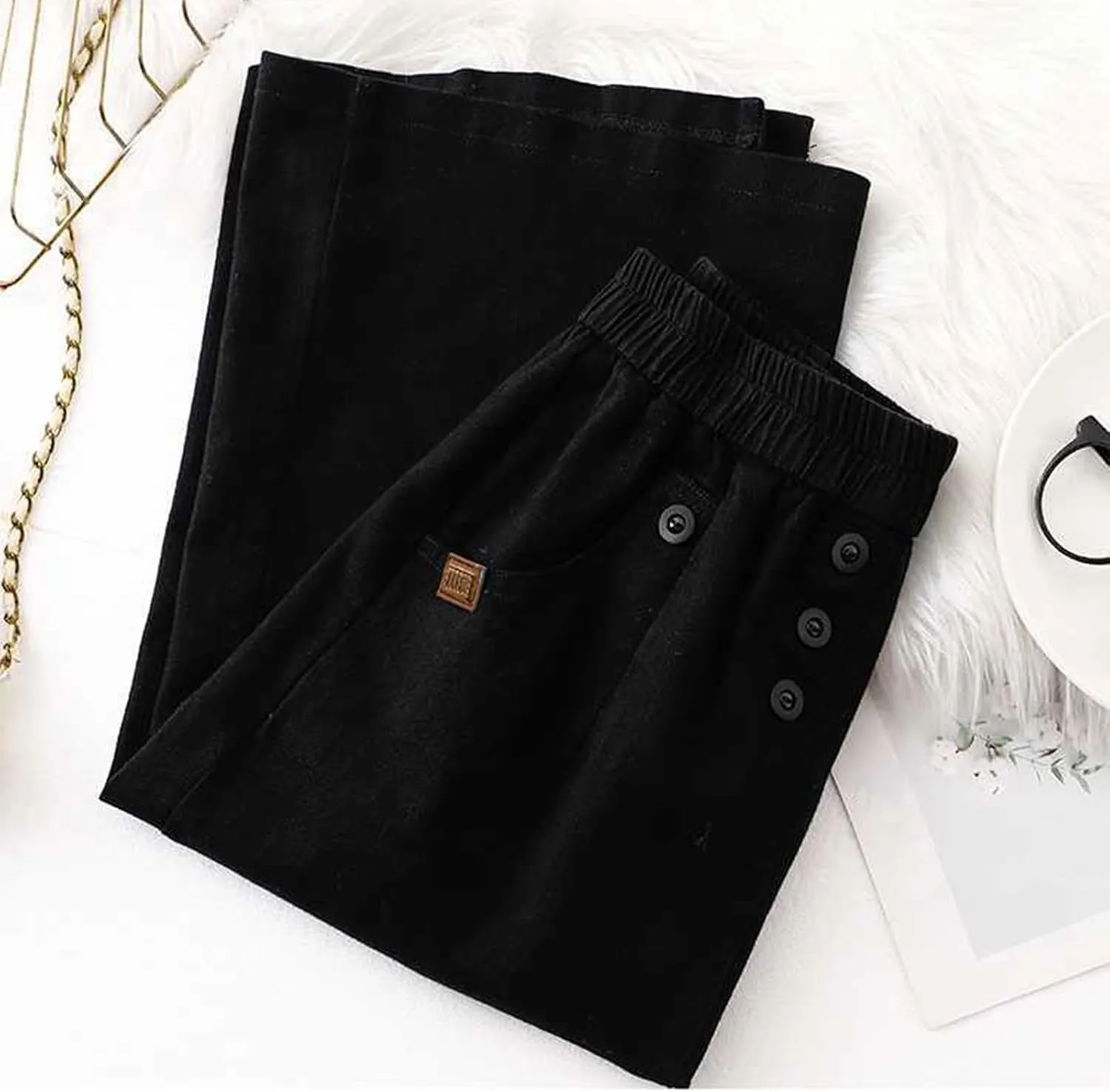 Women's Casual Skirts Elastic Waist Front Button Back Slit A-Line Midi Long Swing Skirt with Pockets Womens Skirts