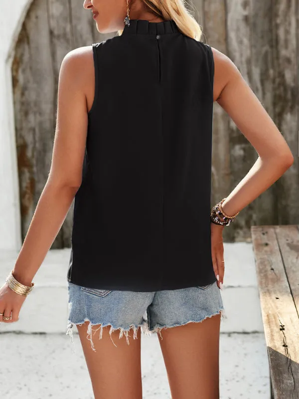 Women's elegant solid color sleeveless halter top