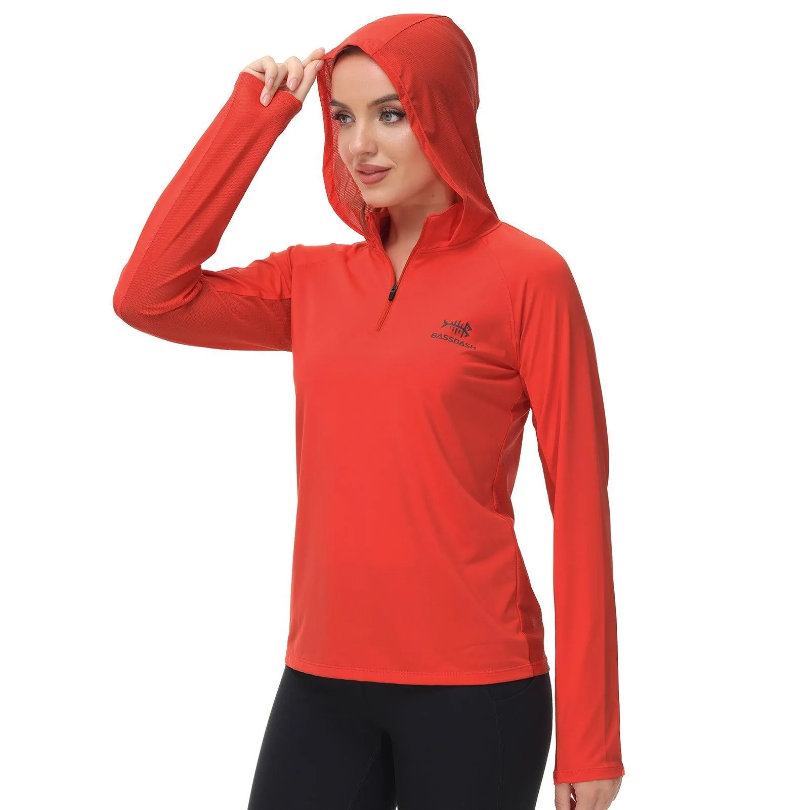 Women’s UPF 50  Long Sleeve Hoodie Half Zip Shirt