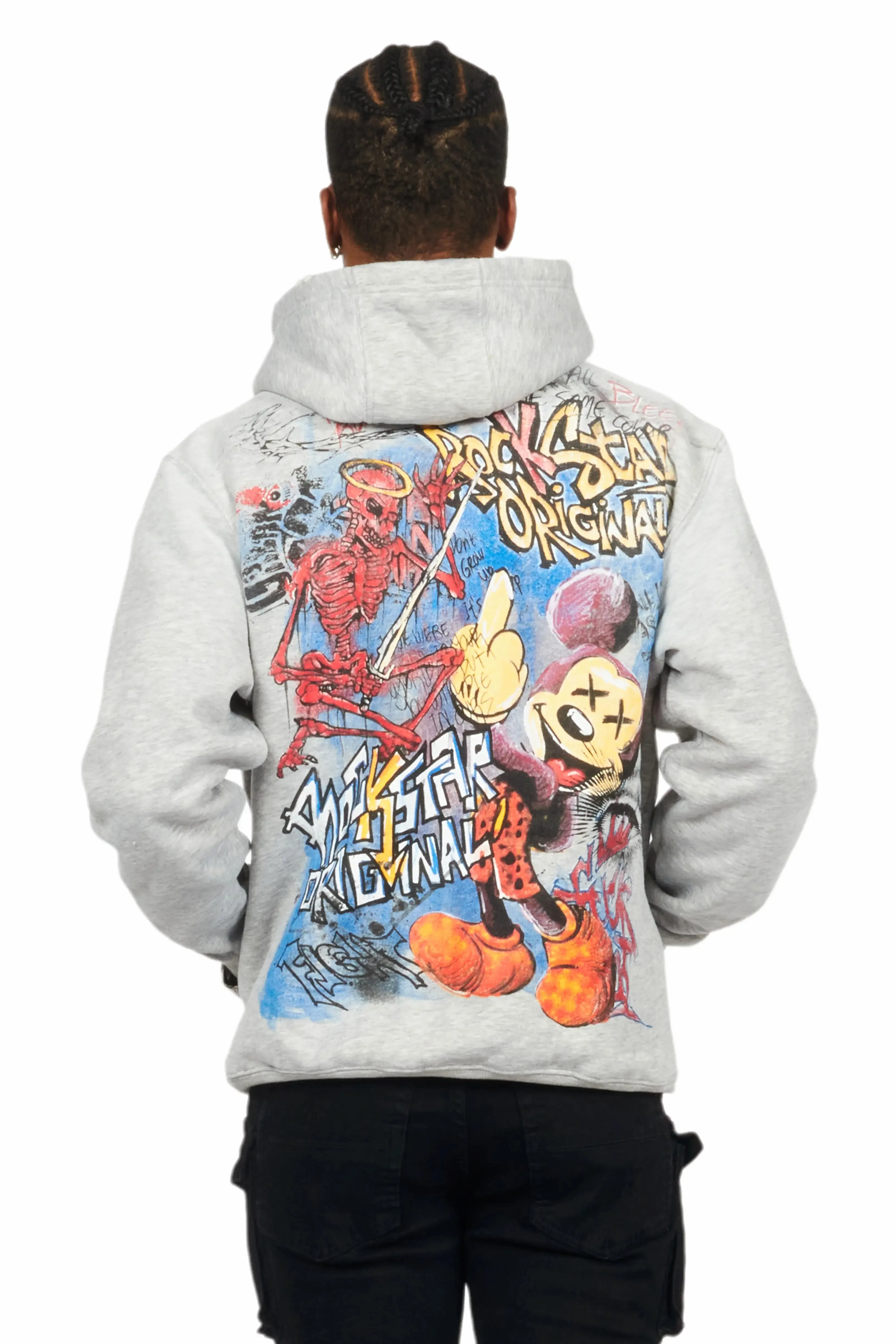 Yooz Heather Grey Graphic Hoodie